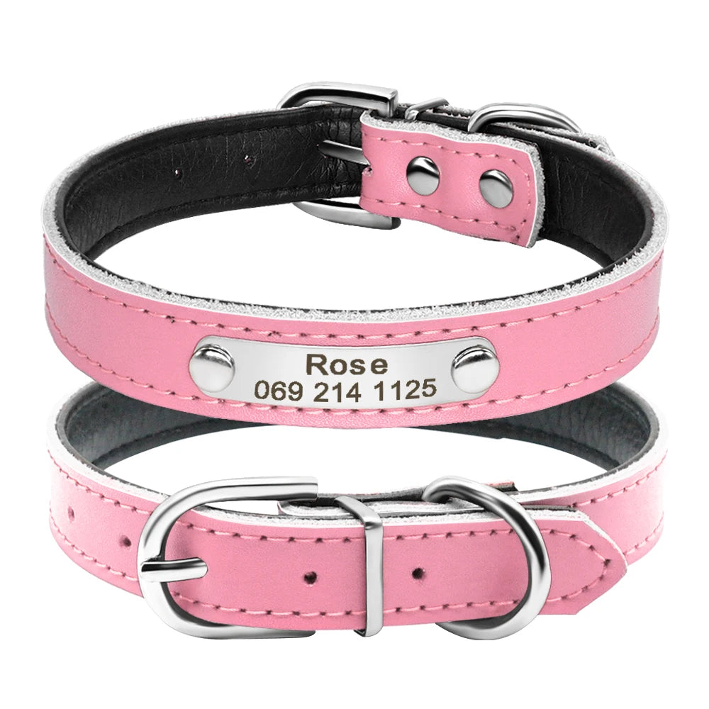 Leather Dog Collar Inner Padded Custom Personalized