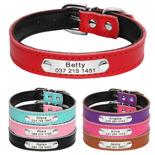 Leather Dog Collar Inner Padded Custom Personalized