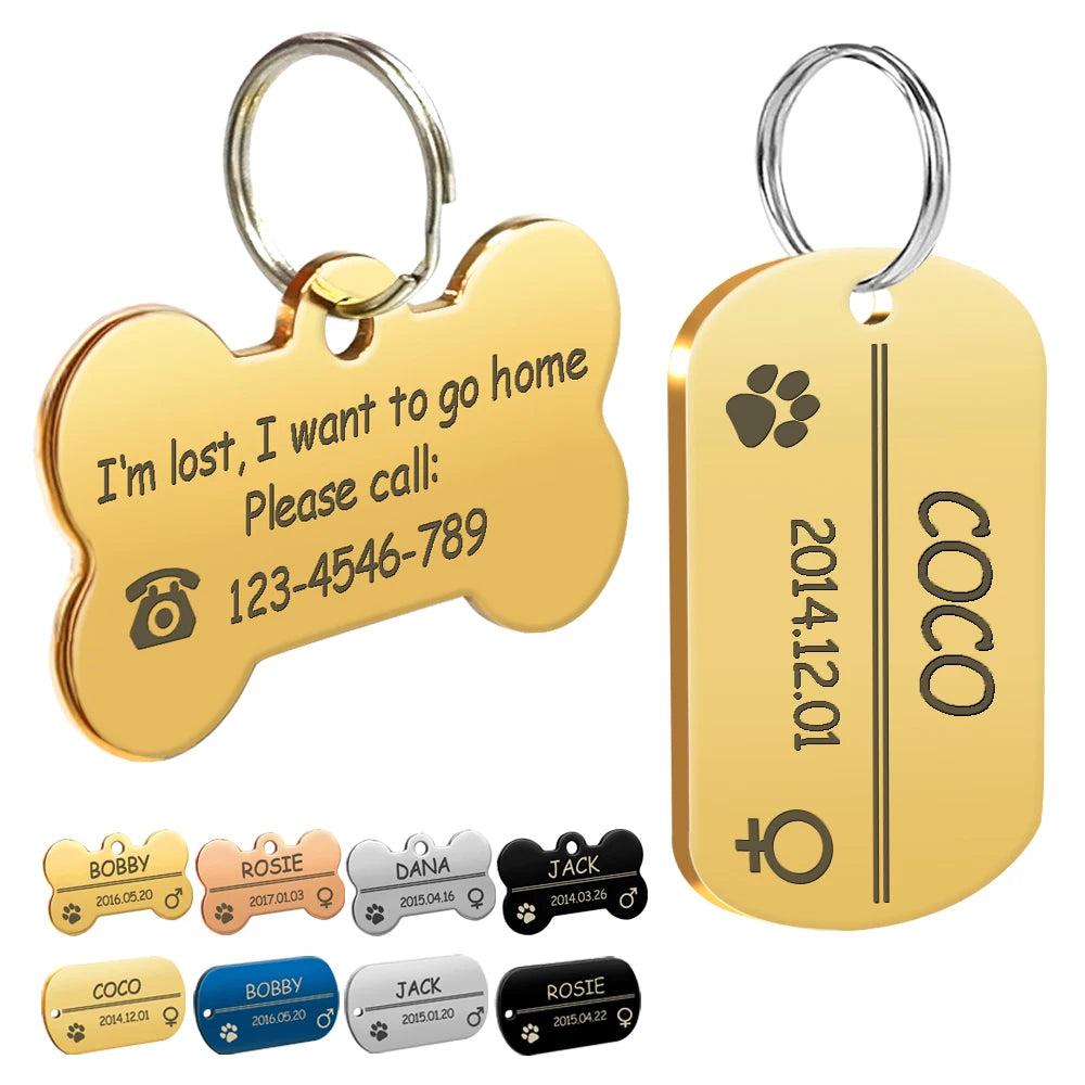 Personalized Dog ID Tag Stainless Steel