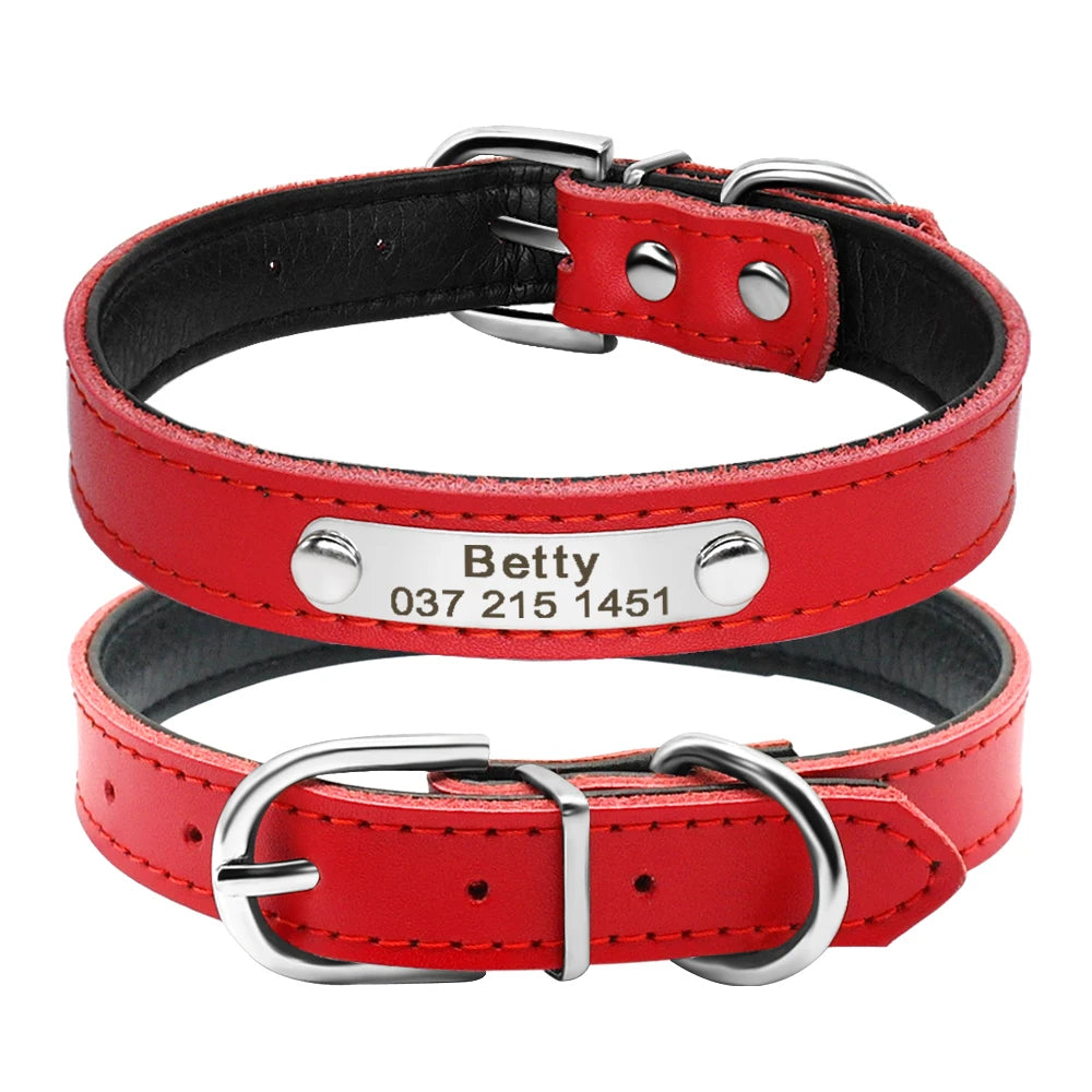 Leather Dog Collar Inner Padded Custom Personalized